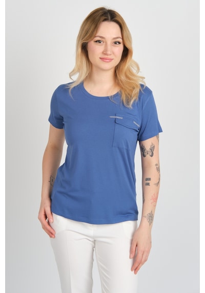 Sistas Kadın Kapak Cepli Bisiklet Yaka Kısa Kollu Bluz 4144 Indigo Indigo