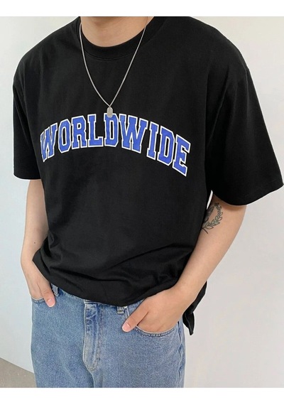 Hırsch Unisex Siyah Oversize Bisiklet Yaka Worldwide Baskılı T-shirt SIYAH Hırsch Unisex Siyah Oversize Bisiklet Yaka Worldwide Baskılı T-shirt SIYAH