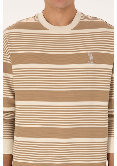 U.S. Polo Assn. Erkek Comfort Fit Bisiklet Yaka Krem Sweatshirt 50308135-VR256