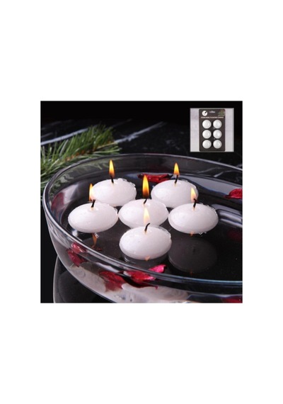 Suda Yüzen Mum 6 Adet Natural Tea Light Beyaz Beyaz