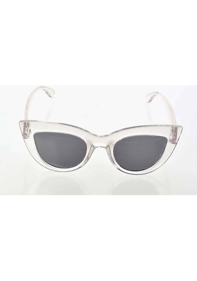 Şeffaf Beyaz Çerçeve Cat Eye Kadın Güneş Gözlüğü - Moda Gözlük Çok Renkli