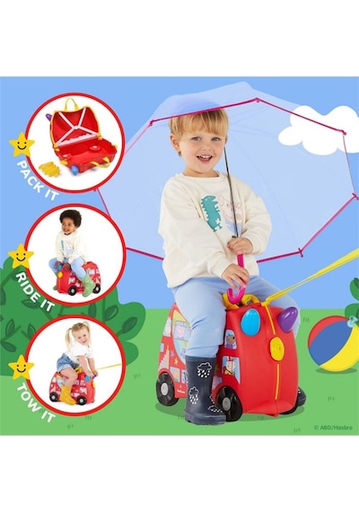 Trunki Peppa Pig Party Bus Binilen Ve Sürülen Çocuk Bavulu Kırmızı