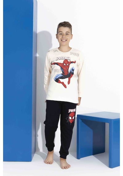 Tarık 5-9 Yaş Erkek Çocuk Spıderman Baskılı İnterlok Pijama Takımı 4132270 - Bej Bej