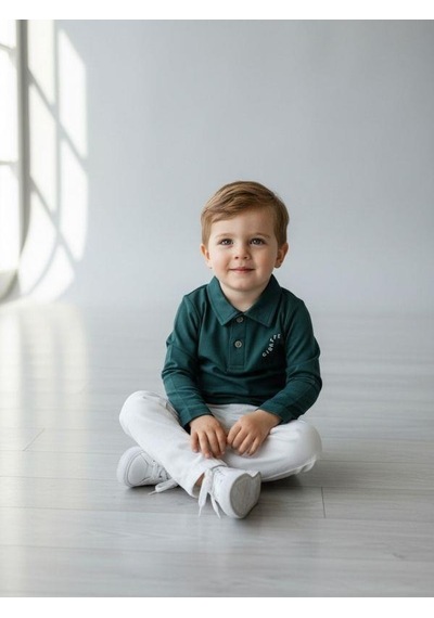 Zekids Erkek Bebek Zürafa Baskılı Uzun Kollu T-shirt-16938 Yeşil