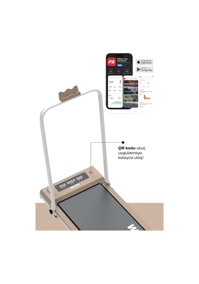 Walke W-fit Brown Bluetoothlu Uygulamalı Uzaktan Kumandalı Koşu Bandı Yürüyüş Bandı Kahverengi