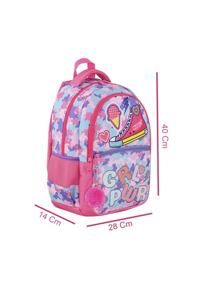 Muggle 3 Bölmeli Girl Power Okul Sırt Çantası Pembe Mu-9015 Pembe