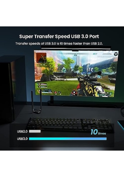 Wi-fi 6 Adaptör Usb 3.0 Ax1800 Çift Bantlı Adaptör 1201mbps 5ghz 574mbps 2.4ghz Tak Ve Çalıştır Mu-mımo Teknolo