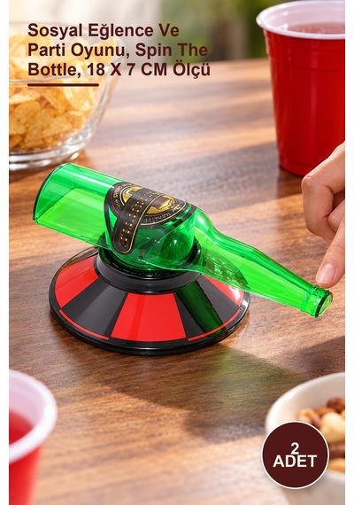 2 Adet Şişe Çevirmece Oyunu Sosyal Eğlence Ve Parti Oyunu, Spin The Bottle, 18 X 7 Cm Ölçü