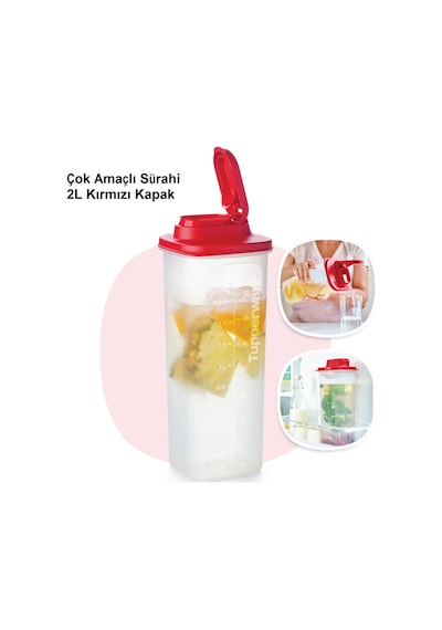 Yeni Çok Amaçlı Sürahi 2 Litre Kırmızı Kapak