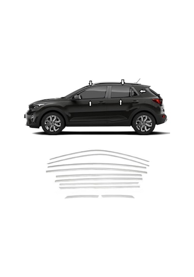 Kia Stonic Krom Cam Çerçevesi Set 2018- 10 Parça