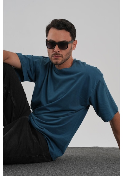 Alexander Gardi Yumuşak Dokulu Bisiklet Yaka Oversize T-shirt Petrol