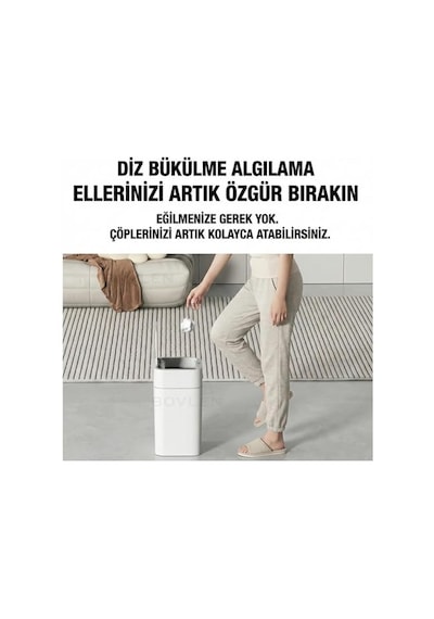 Otomatik Hareket Sensörlü Çöp Kovası, Banyo Çöp Kovası, Çocuk Odası Çöp Sepeti, Çöp Kutusu, 2 Adet 1.5 V Genel