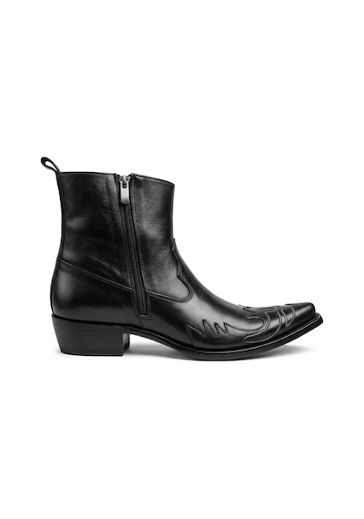 Güvener King Shoes Hakiki Deri Siyah Kovboy Bot