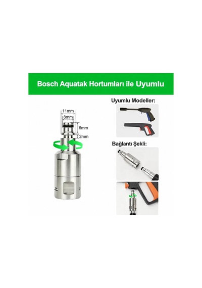 Robeve Bear Force 360 Döner Hortum Bağlantı Aparatı Paslanmaz Çelik Swivel Adaptör, Bilyalı Yataklı Basınçlı Yıkama Hortum Konnektörü Bosch Aquatak Uyumlu