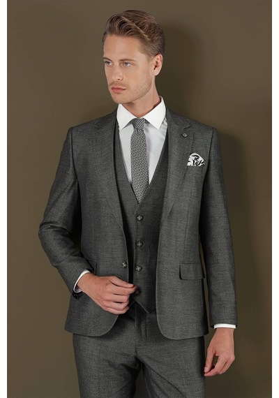 Efor Tk 876 Slim Fit Füme Klasik Takım Elbise Füme