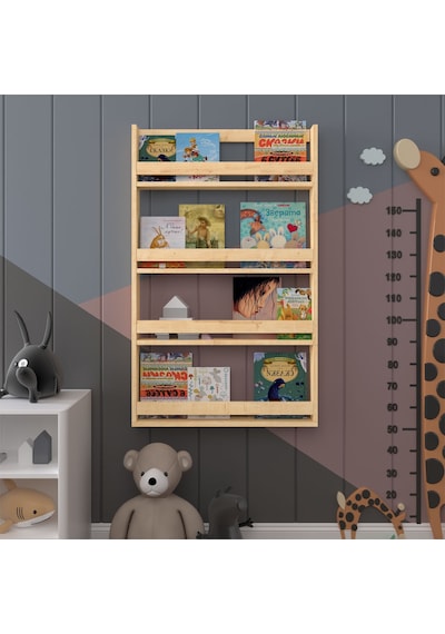 Asra Trend Çocuk Odası Duvar Rafı Kitaplık ÇR-01 %100 MDF Montessori Tipi Raf Safir Meşe