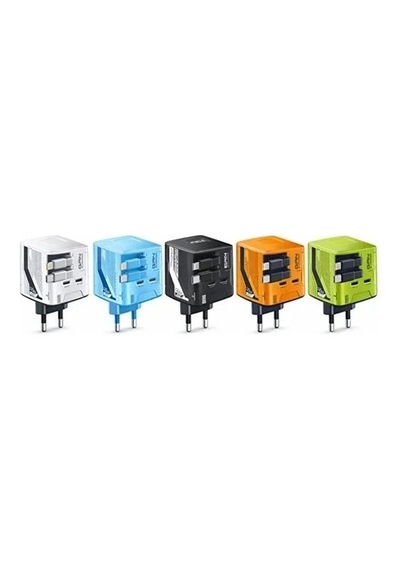 Gan+ Pd 40w Hızlı Şarj Adaptörü Çoklu Çıkış Usb-c Lightning Kablolu Hızlı Şarj Cihazı Ev Ofis Uyumlu Yeşil Çok Renkli 33404492
