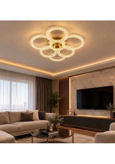 Daire 3+3'lü Ledli Gold Avize