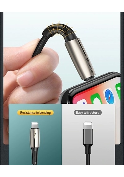 Baseus Waterdrop Type-C To Apple iPhone Uyumlu Pd18W Hızlı Şarj Kablosu 1.3M (119548806)-Siyah,Gri
