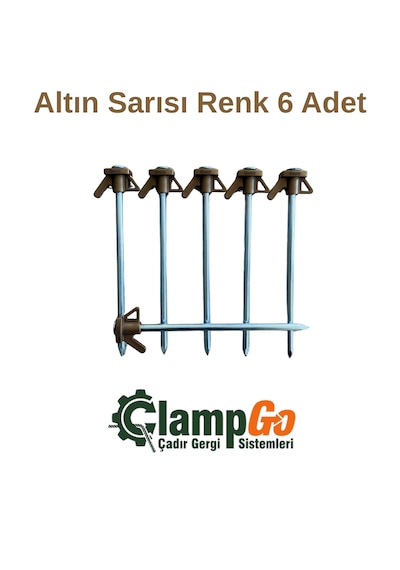 Clampgo Sert Zemin Çadır-tente-tarp Kazığı 8 Mm Kalınlığında 21 Cm Uzunluğunda 6 Adet Altın