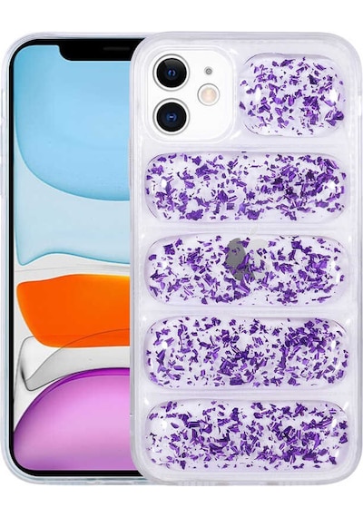 Mobilteam Apple iPhone 11 Uyumlu Kamera Korumalı Simli Aihttg'li Dalga Kılıf-mor Mor