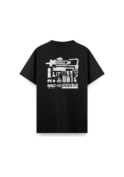 Mac 10 Sırt Baskılı Bisiklet Yaka Erkek Tshirt Antrasit