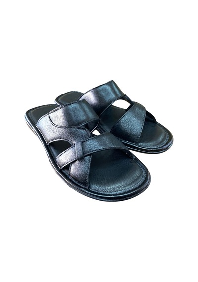 Castle Black 8521 Erkek Deri Yazlık Comfort Terlik Siyah Siyah