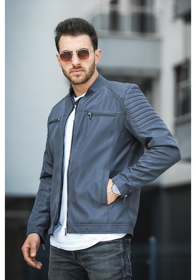 Oksit Abuja Slim Fit Fermuar Detaylı Dik Yaka Su İtici Erkek Mevsimlik Mont 001