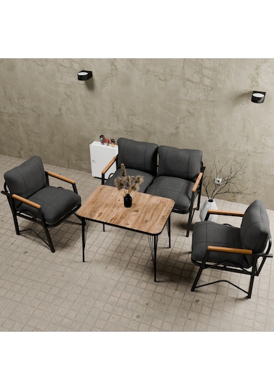 Mb Garden Furnıture Simetri Model, Balkon, Bahçe, Cafe, Metal Koltuk Takımı 2 1 1 Masalı Antrasit Mb Garden Furnıture Simetri Model, Balkon, Bahçe, Cafe, Metal Koltuk Takımı 2 1 1 Masalı Antrasit
