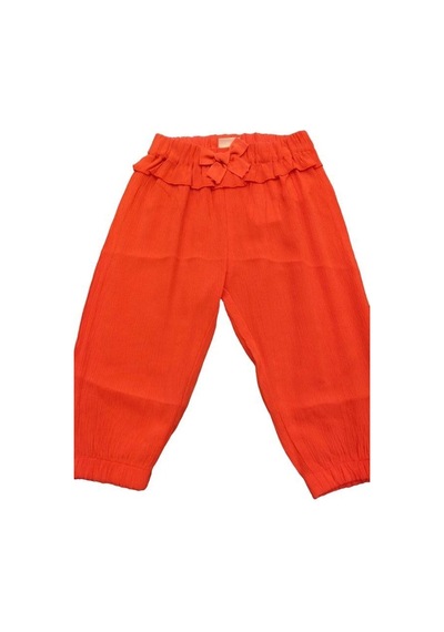 Çikoby Kız Bebek Fiyonk Detaylı Yazlık Pantolon-13872 Turuncu