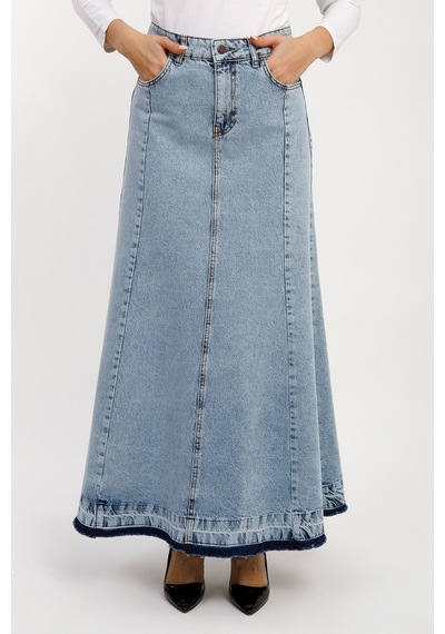 Vellichor Kadın A Form Mavi Denim Etek Çok Renkli