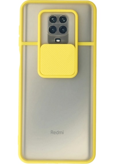 Xiaomi Redmi Note 9 Pro Kılıf Palm Buzlu Kamera Sürgülü Silikon - Sarı -