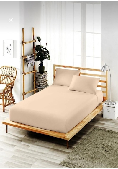 Battal Boy Yastıklı Çarşaf Takımı %100 Pamuklu 180x200 Bej