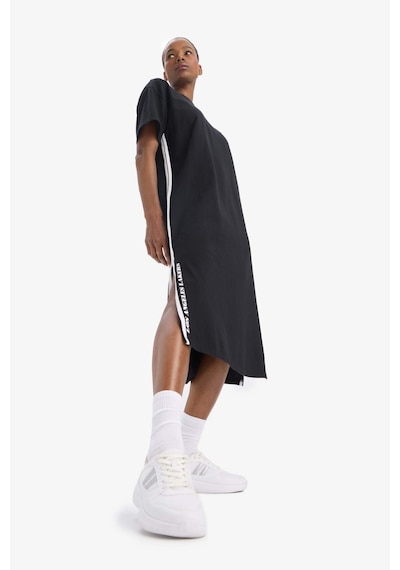 Defacto NBA Los Angeles Lakers Oversize Geniş Kalıp Kısa Kollu Pike Midi Elbise B9962AX24SM Siyah