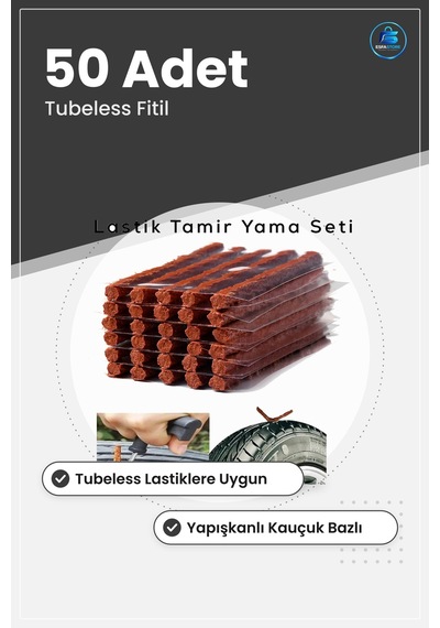 Lastik Tamir Fitili 50 Adet Tubeless Yapışkanlı Kauçuk Bakım Ürün