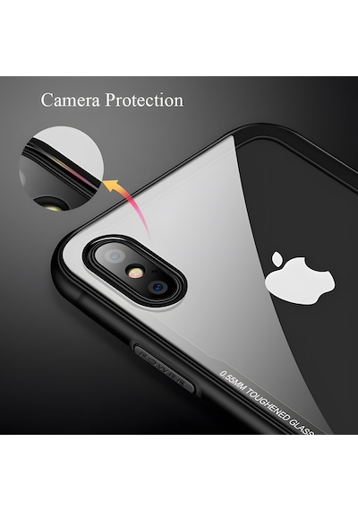 Apple Uyumlu iPhone Xs Max 6.5 Kılıf Kenarları Silikon Arka Kısım Temperli Cam Craft Kılıf 001