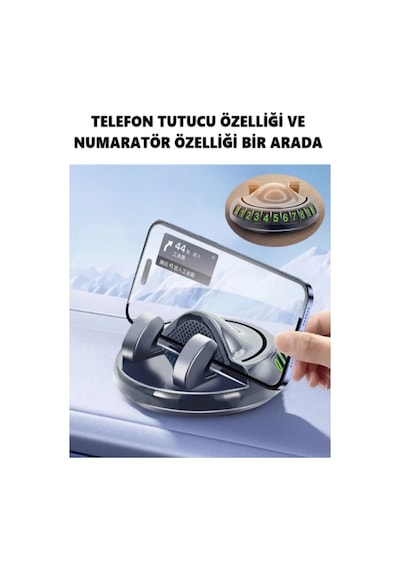 Mainshop Araç İçi Telefon Tutucu Numaratörlü Araba Numaratör Telefon Tutucu 360 Dönen M-225