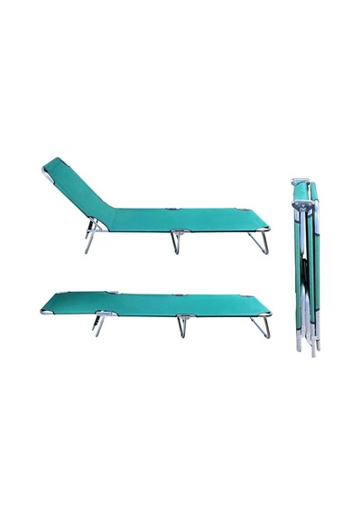 Bysay Katlanır Şezlong 3'lü Set, 2 Şezlong Ve 1 Sehpa, Kamp Yatağı, Plaj Ve Havuz Kullanımı İçin, Yeşil, Metal Diğer