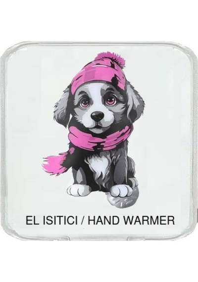 Kırmızı Bereli Köpek Cep Sobası,el Isıtıcı,sıcak Su Torbası Pvc 10x9,5cm Beyaz