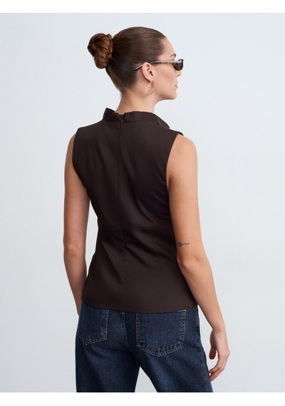 Dilvin 50539 Drapeli Bluz-kahve
