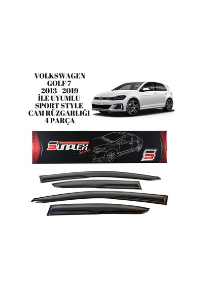 Volkswagen Golf 7 2013 2014 2015 2016 2017 2018 2019 İle Uyumlu Sport Style Cam Rüzgarlığı 4 Parça Sunplex 1 Adet
