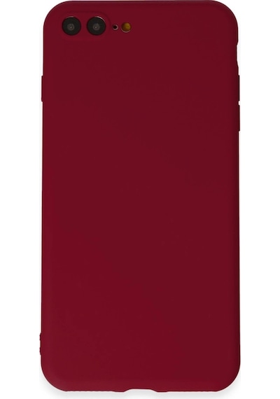 Apple iPhone Uyumlu 7 Plus Kılıf First Silikon - Bordo Düz Renkli