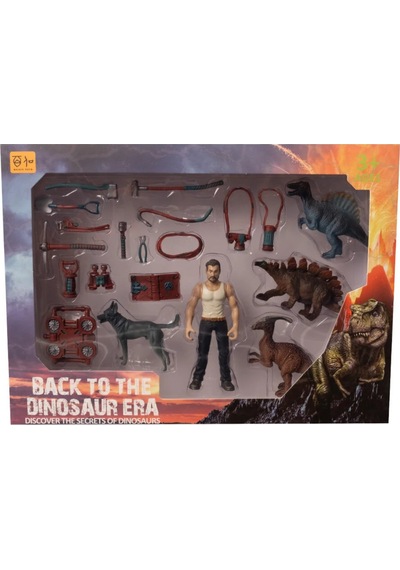 Erkek Figürlü 3 Dinozorlu Ve Aksesuarlı Oyun Seti
