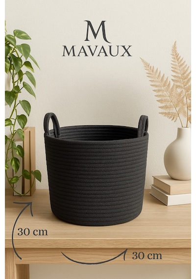 Mavaux Çok Amaçlı, 30cm-30cm Orta Boy, Yanları Saplı, Jüt, Hasır, Dokuma Sepet, Düzenleyici Organizer Antrasit