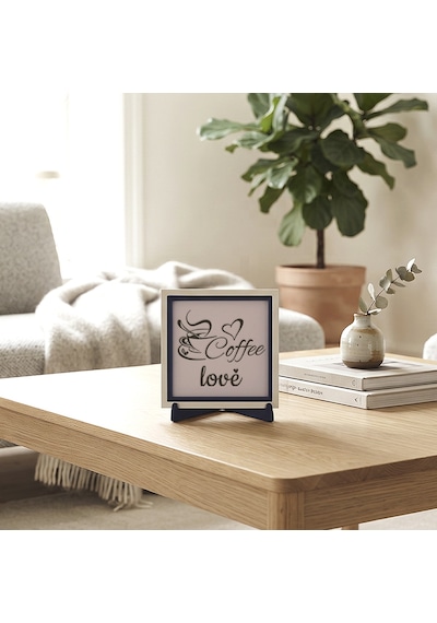 Minimalist Kahve Figürlü Modern Dekoratif Obje, Kahve Köşenize Asalet Katan Tasarım 10x10 Cm