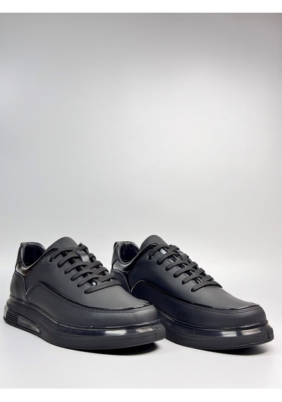 Daytex 2220 Togga - İçi Dışı Hakiki Dana Derisi İnce Rugan Şeritli İthal Air Tabanlı Ortopedik Siyah Erkek Casual Sneaker