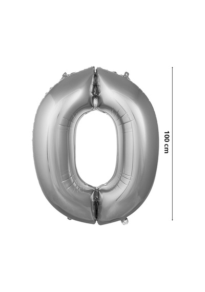 0 Yaş Rakam Folyo Balon. 100 CM - Gümüş