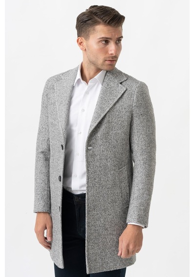 White Stone Arezzo 4025 Ceket Yaka Pamuklu Slim Fit Kaban Gri-Gri
