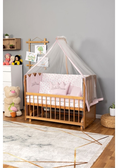 Ahşap Beşik Anne Yanı Beşik Doğal Vernikli 60x120 - Pembe Prenses Kız Uyku Seti Yatak Ahşap Ahşap Beşik Anne Yanı Beşik Doğal Vernikli 60x120 - Pembe Prenses Kız Uyku Seti Yatak Ahşap