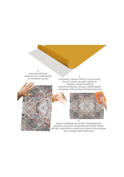 Tink Kendinden Yapışkanlı Renk Katlı Desenli Pvc Panel 41x62 Cm